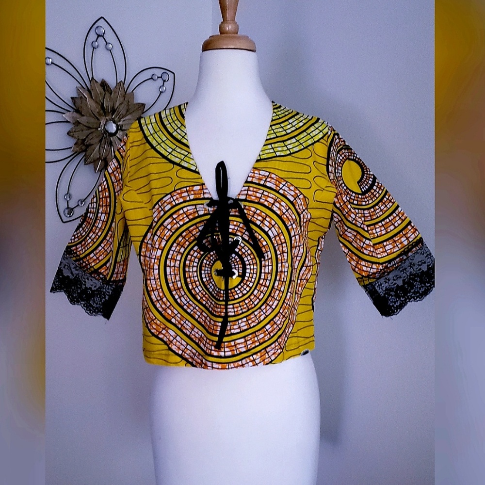 Ankara lace up crop top
